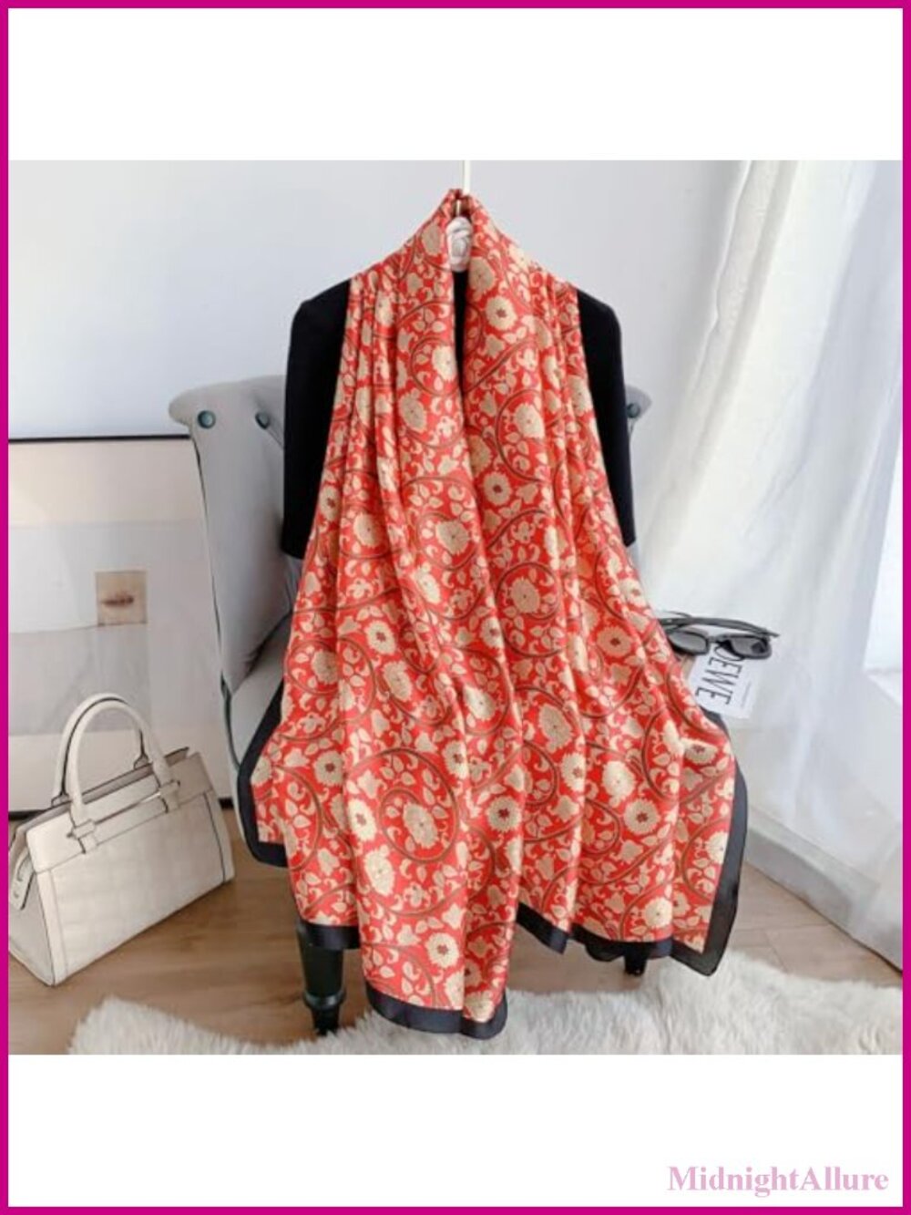 Women's Printed Satin Scarf Lightweight Wrap Spring Summer Accessory